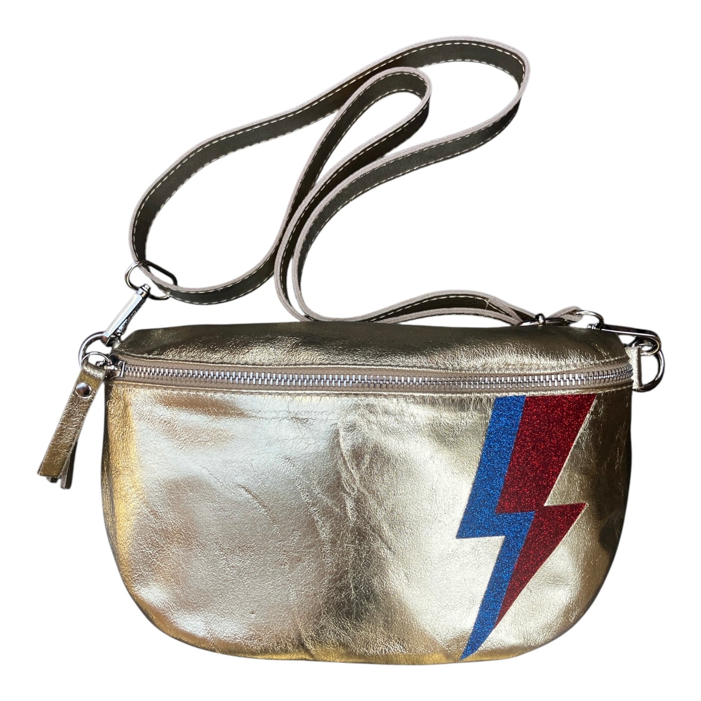 Superhero bum bag - gold, blue & red flash