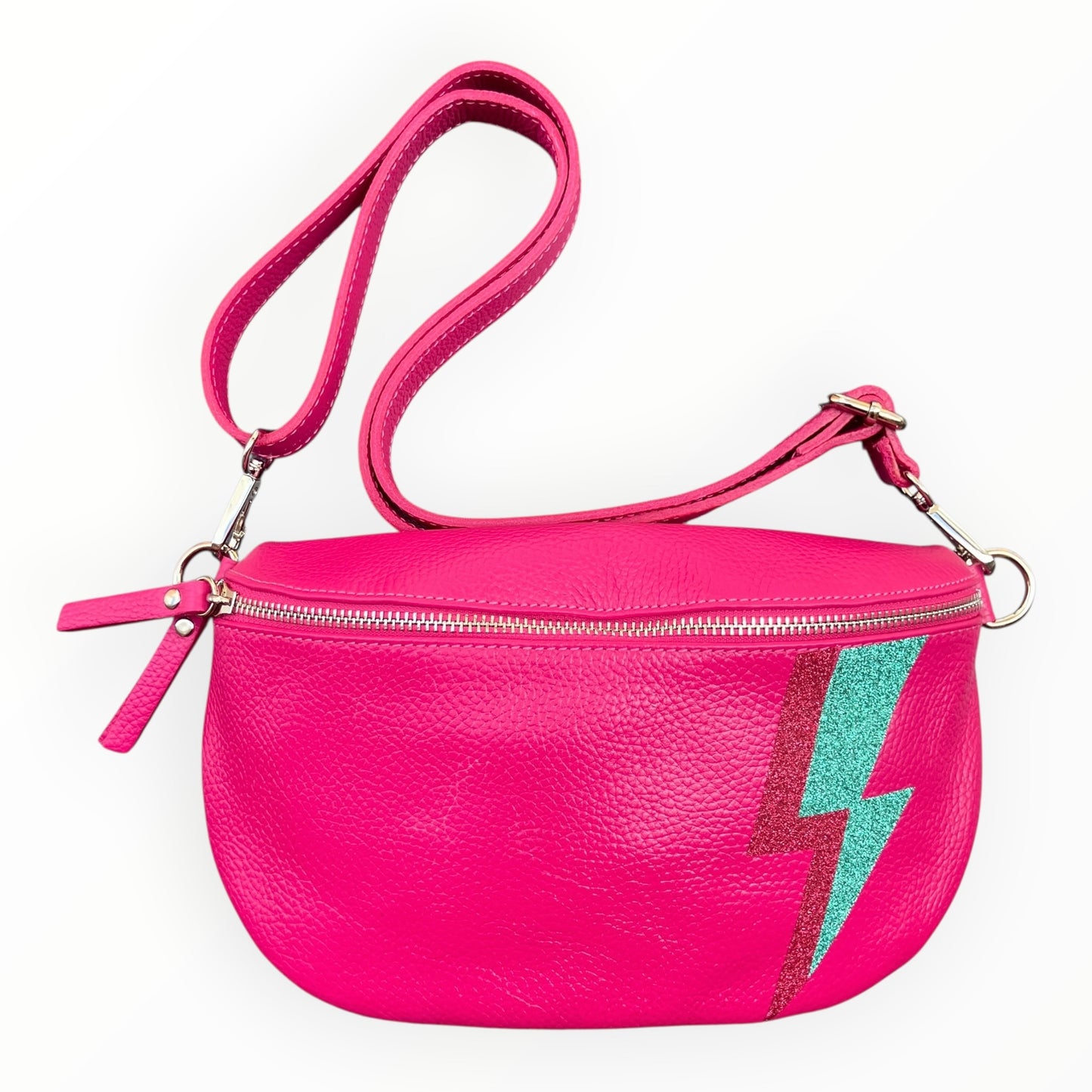 Superhero bum bag - fuchsia, pink & teal flash
