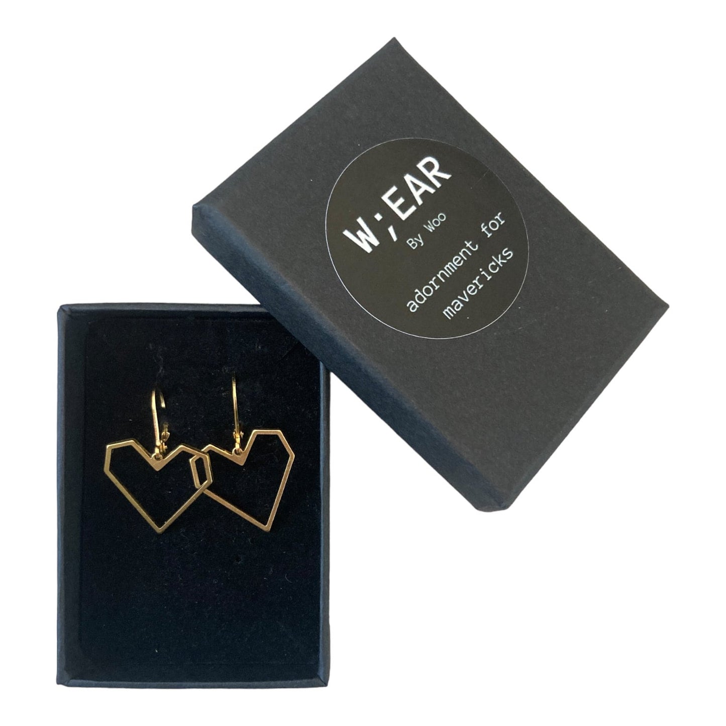 Pixel heart outline earrings