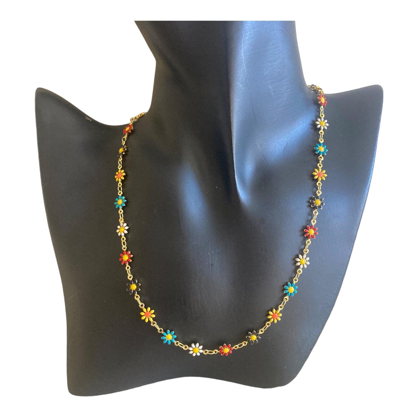 Daisy chain multicolour necklace