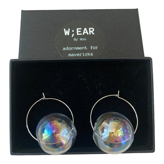 Bubble silver hoops