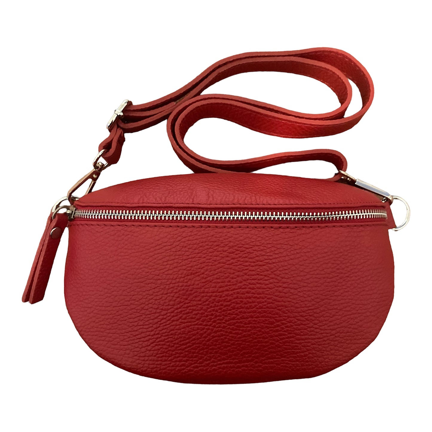 Leather crossbody/ belt bag red