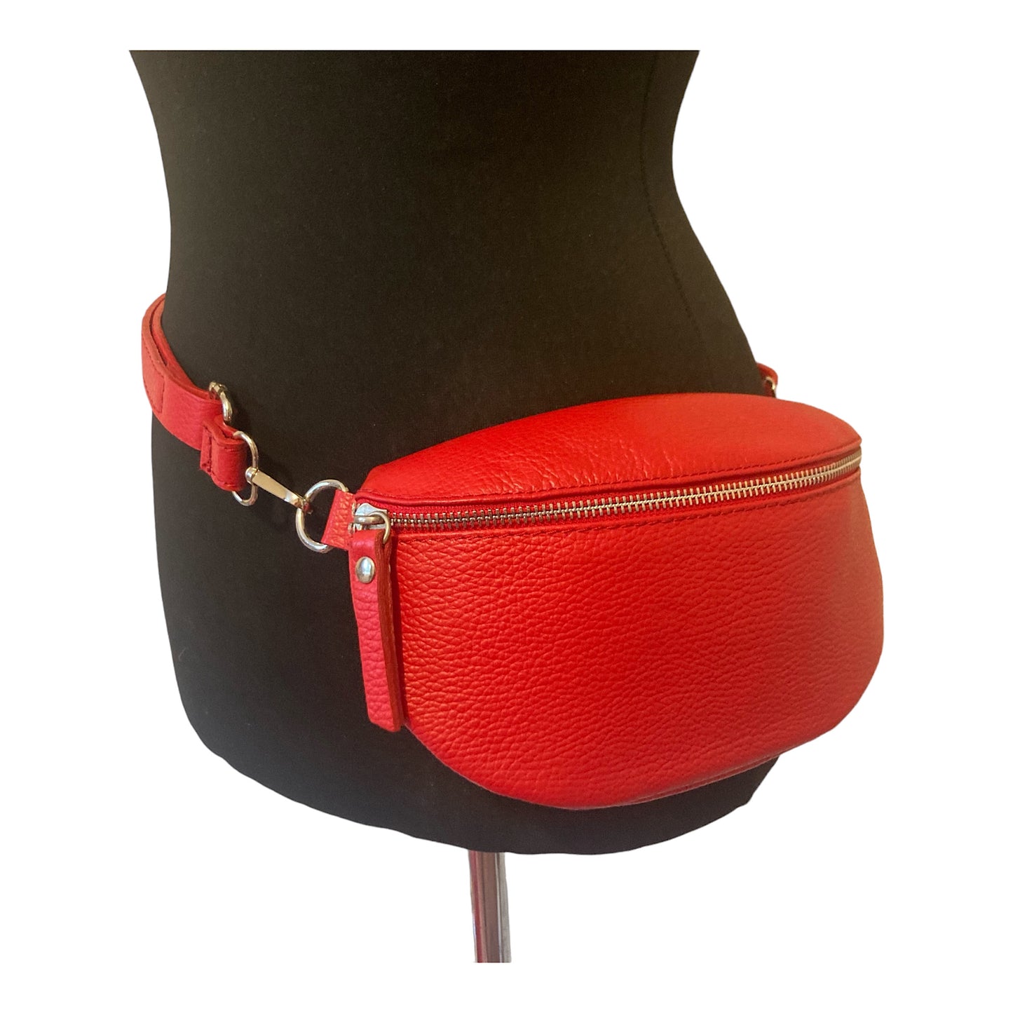Leather crossbody/ belt bag red