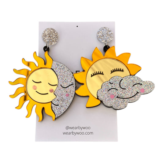 Sun & moon acrylic studs
