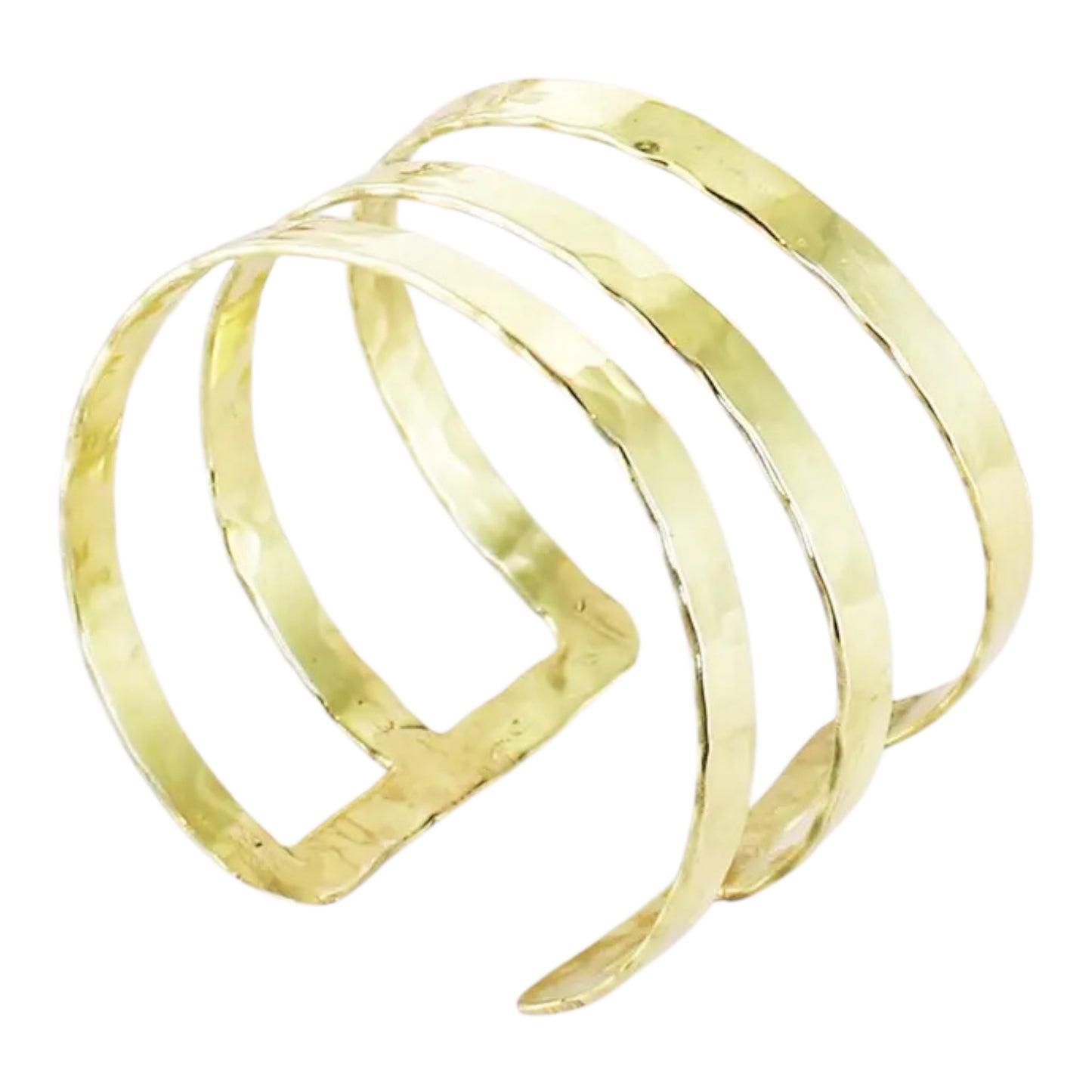 Beaten metal triple bar cuff