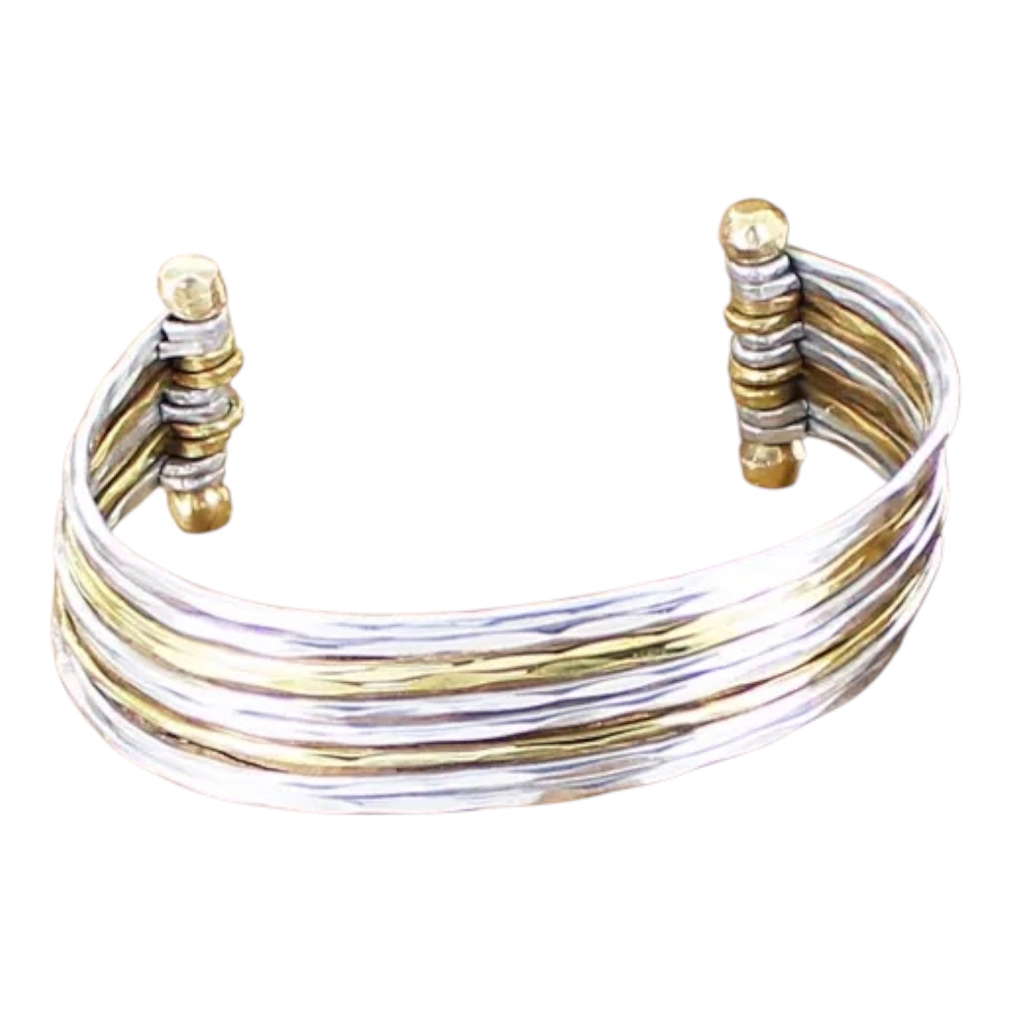 Silver & gold bar cuff
