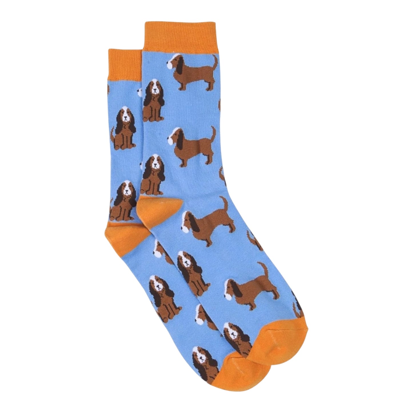 Bassett hound dog blue bamboo socks