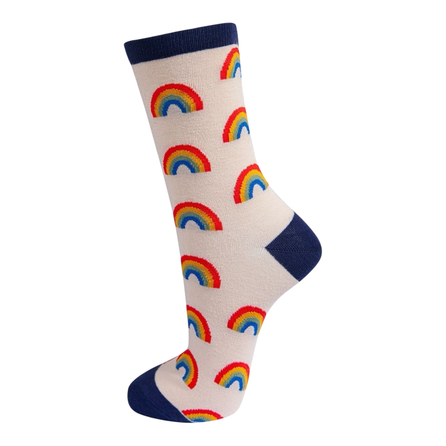 Rainbow cream/ navy bamboo socks