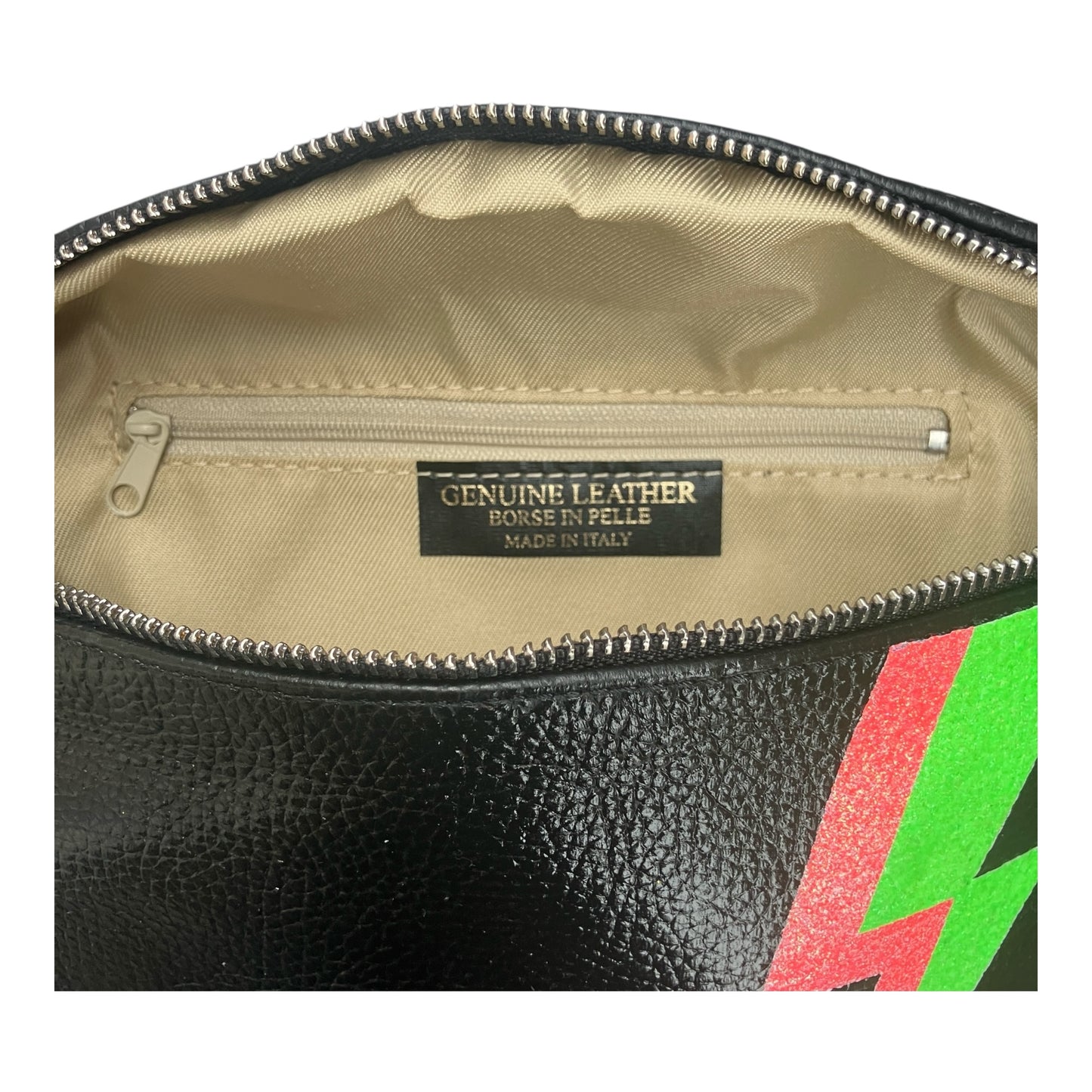 Superhero bum bag - black, pink & green flash
