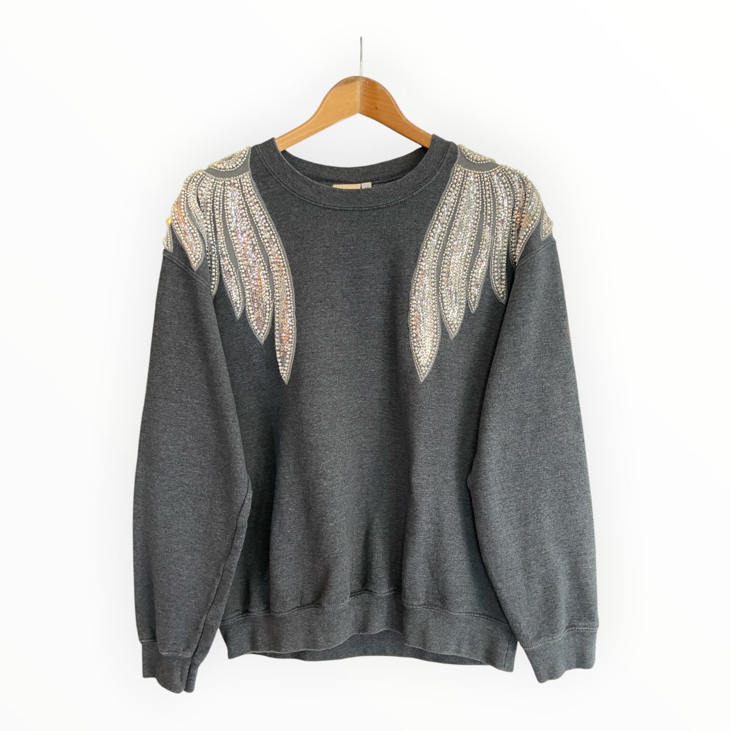 Pearl Beaded Wings Disco Jumper M