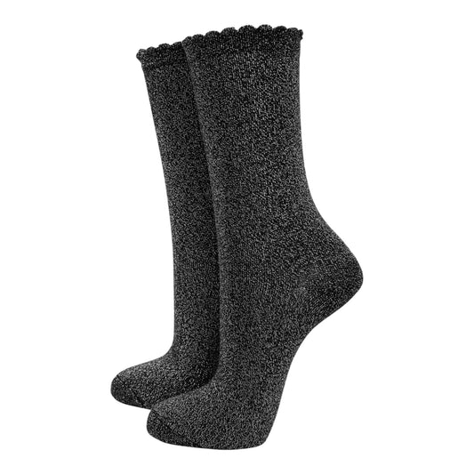 Glitter black & silver socks