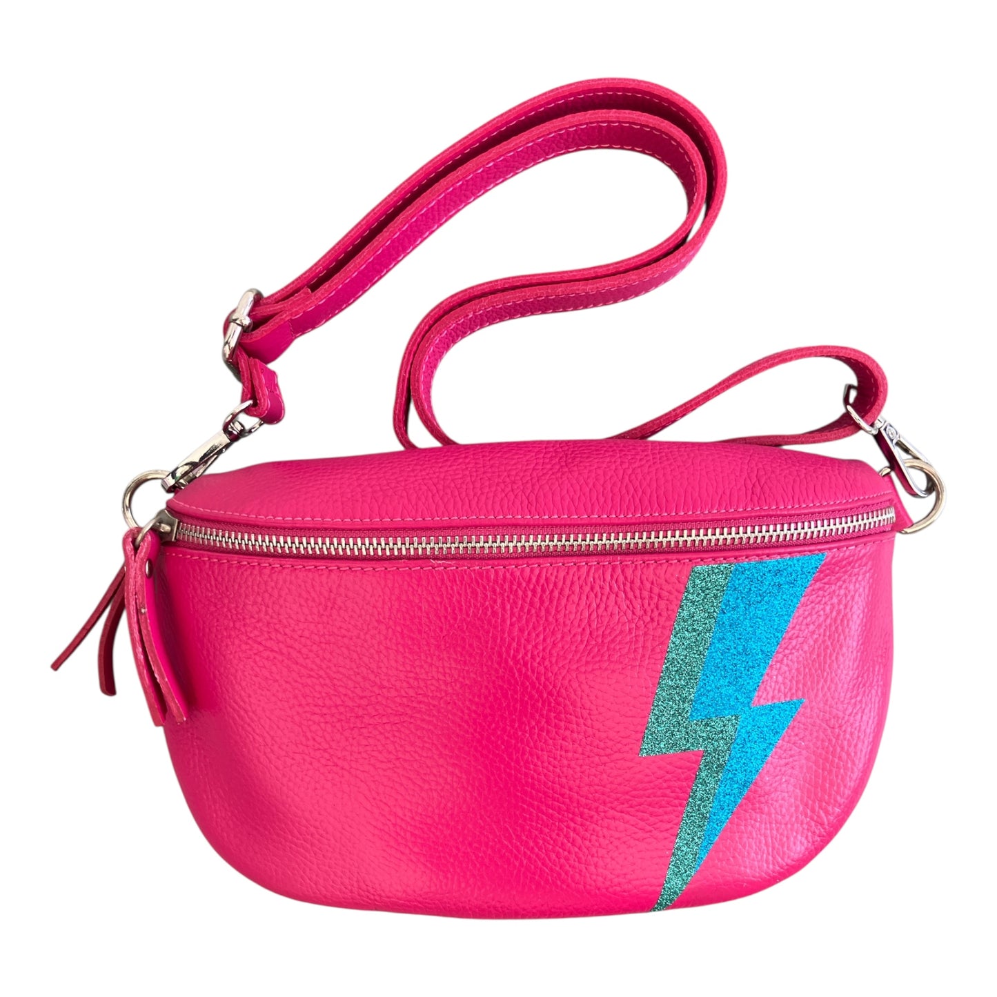 Superhero bum bag - fuchsia, teal & blue flash