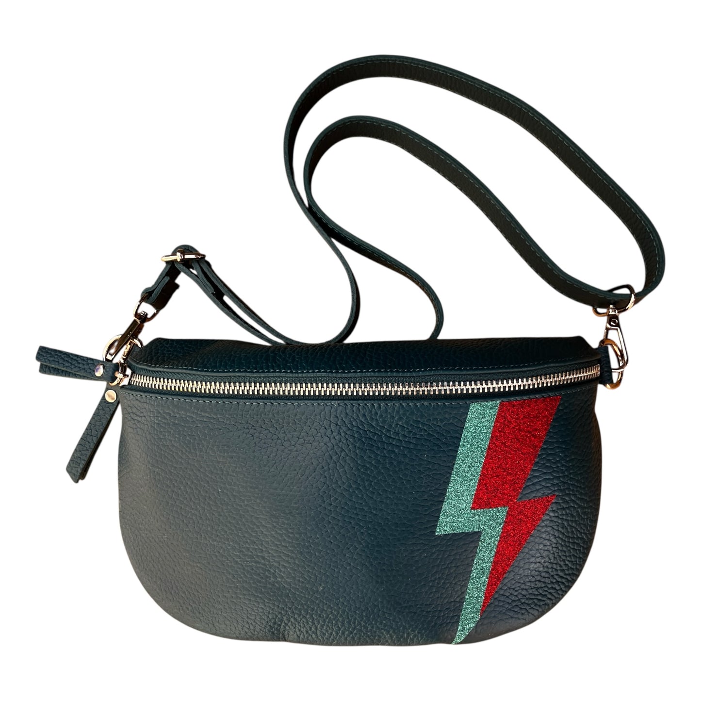 Superhero bum bag - teal, teal & red flash