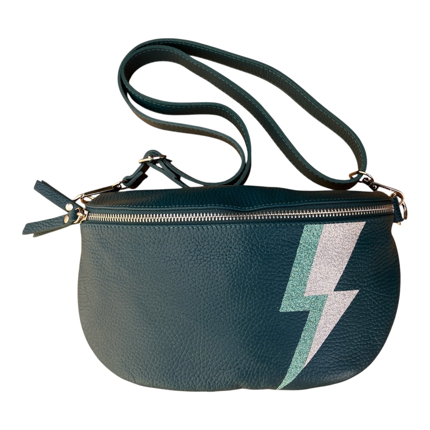 Superhero bum bag - teal, teal & silver flash