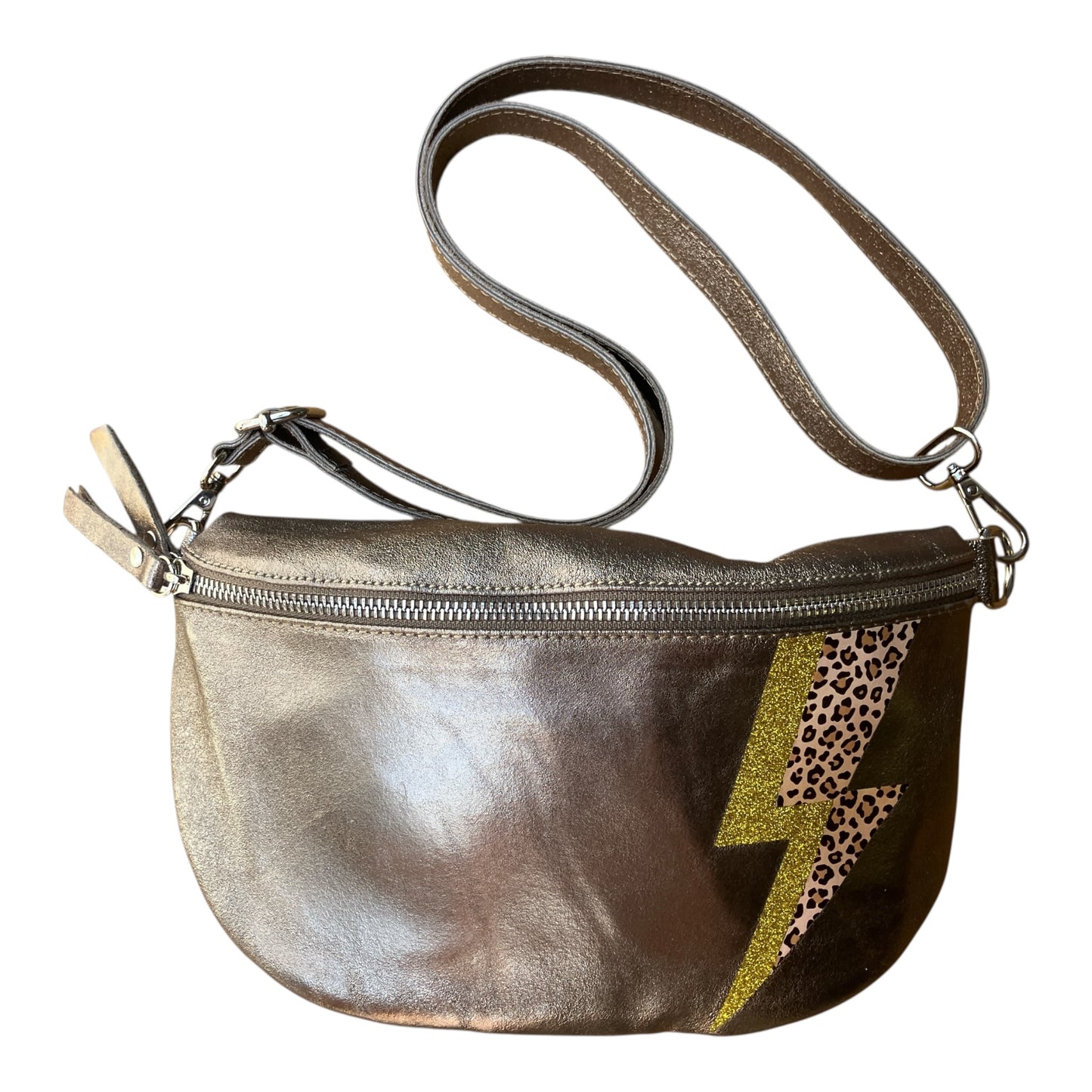 Superhero bum bag - bronze, gold & leopard print flash