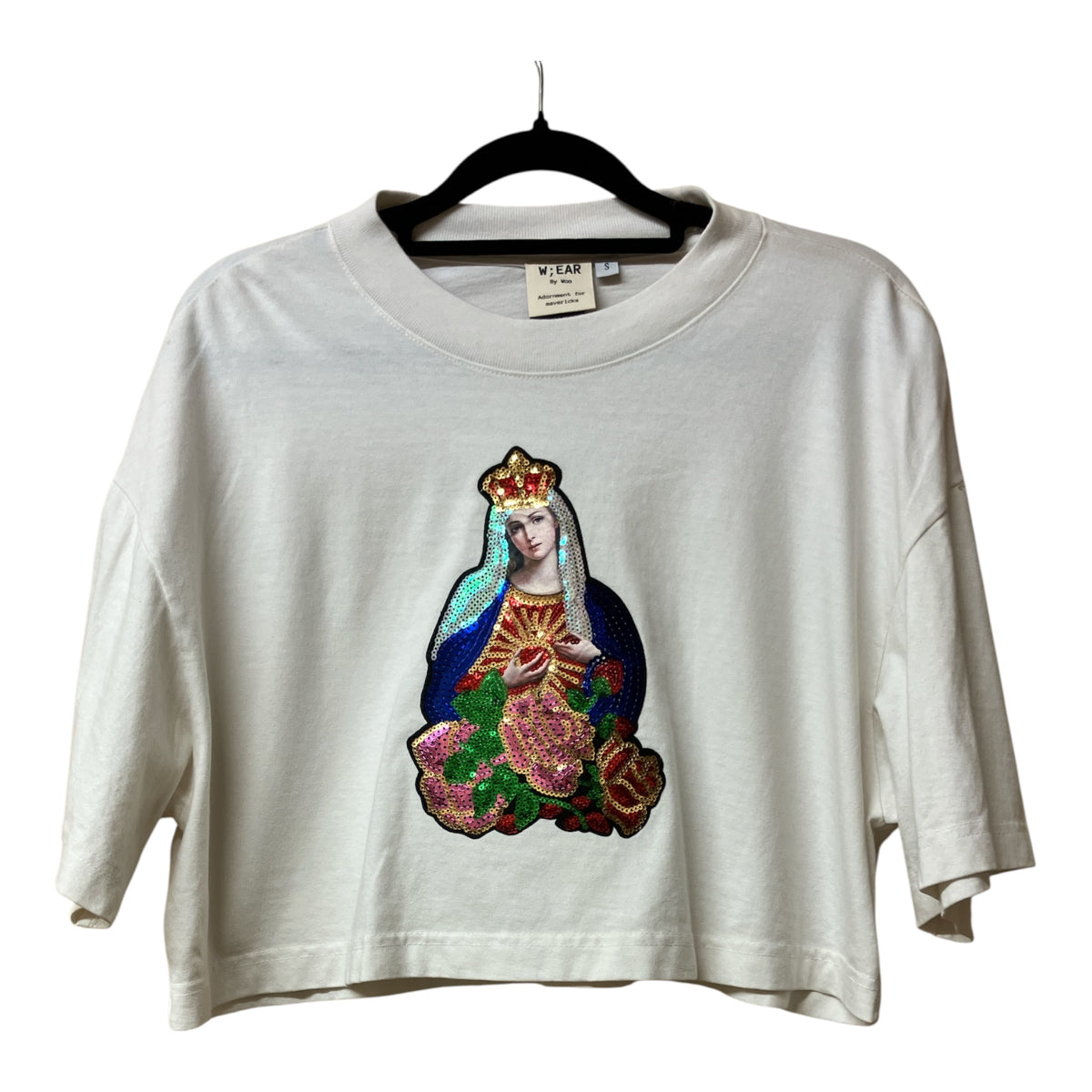 Madonna White Cropped Tee S