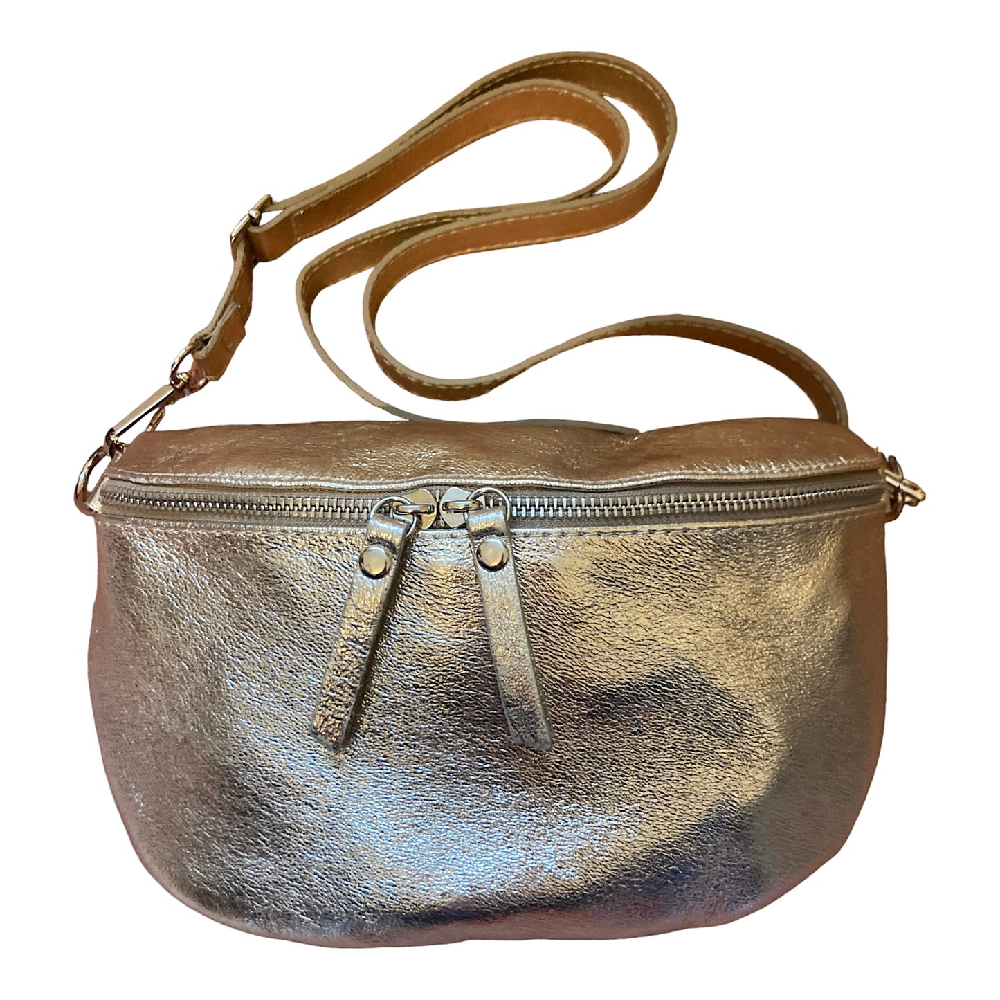 Leather crossbody/ belt bag gold