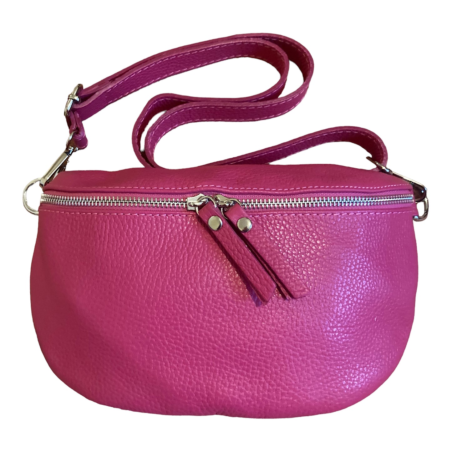 Leather crossbody/ belt bag fuchsia