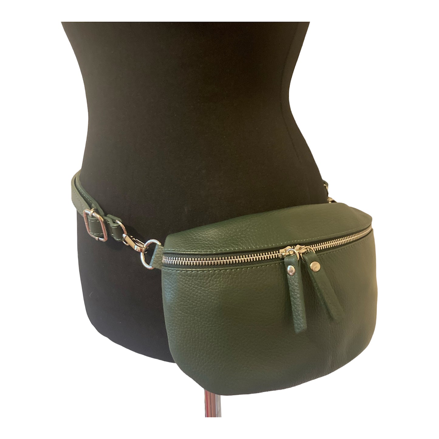 Leather crossbody/ belt bag bottle green
