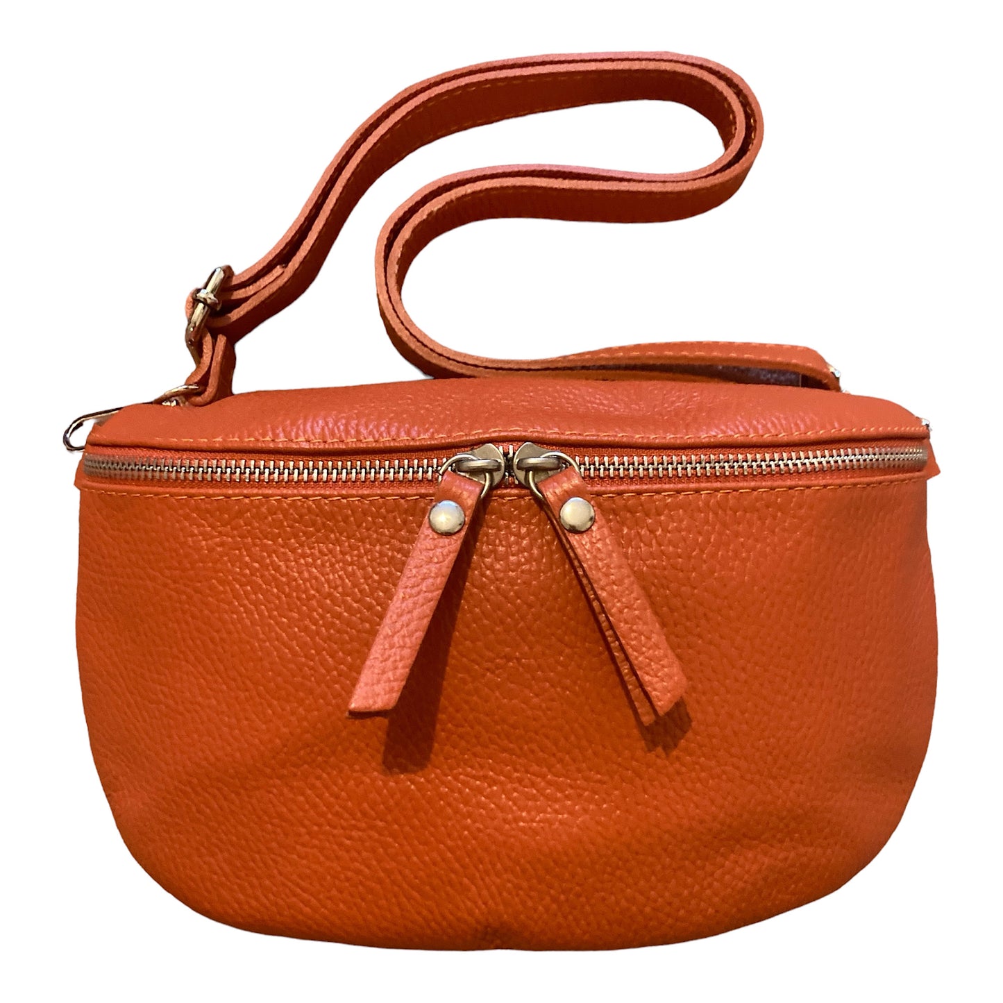 Leather crossbody/ belt bag burnt orange