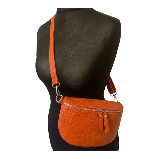 Leather crossbody/ belt bag burnt orange