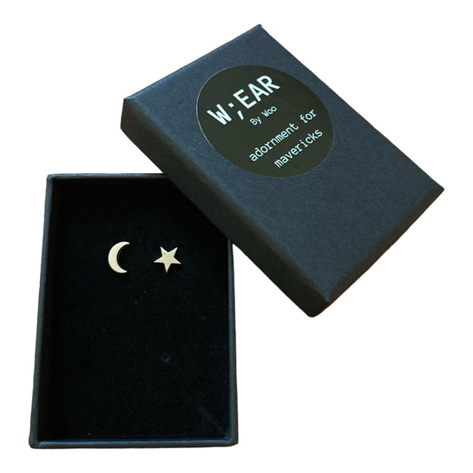 Moon and star studs