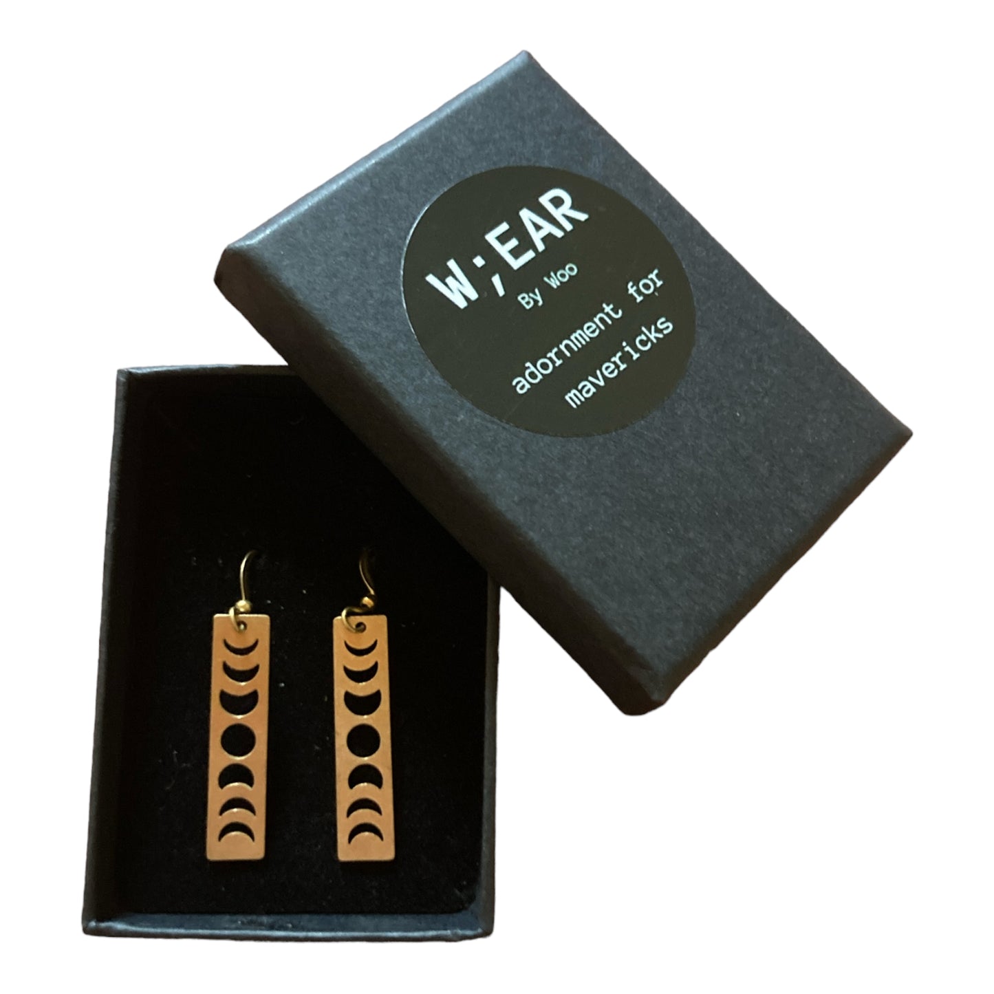 Moon phase brass danglers