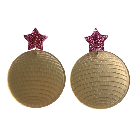Mirror ball gold earrings