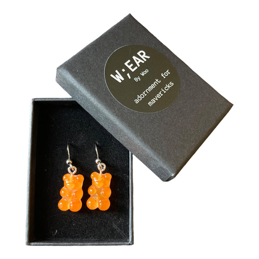 Gummy bear earrings orange