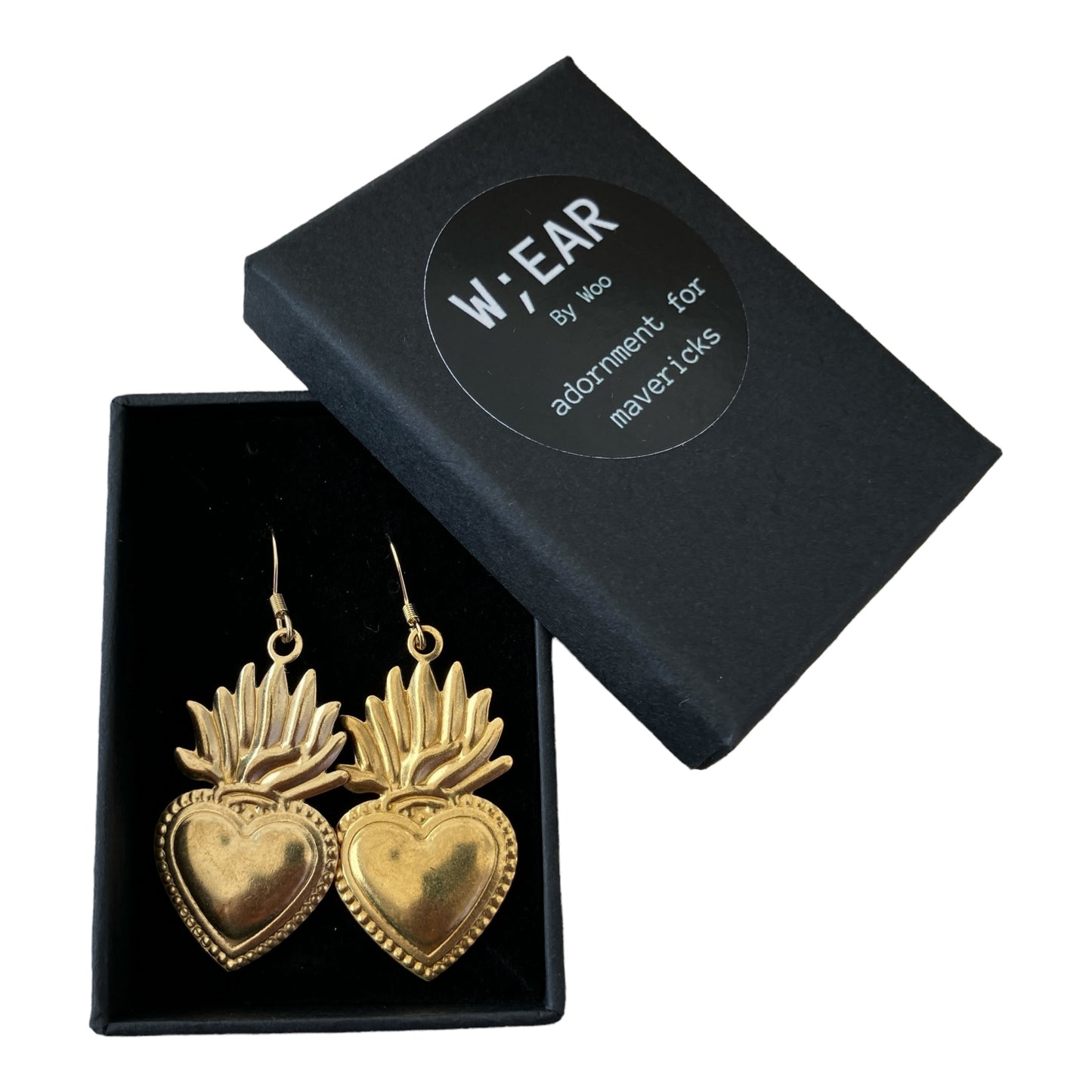 Flaming heart earrings