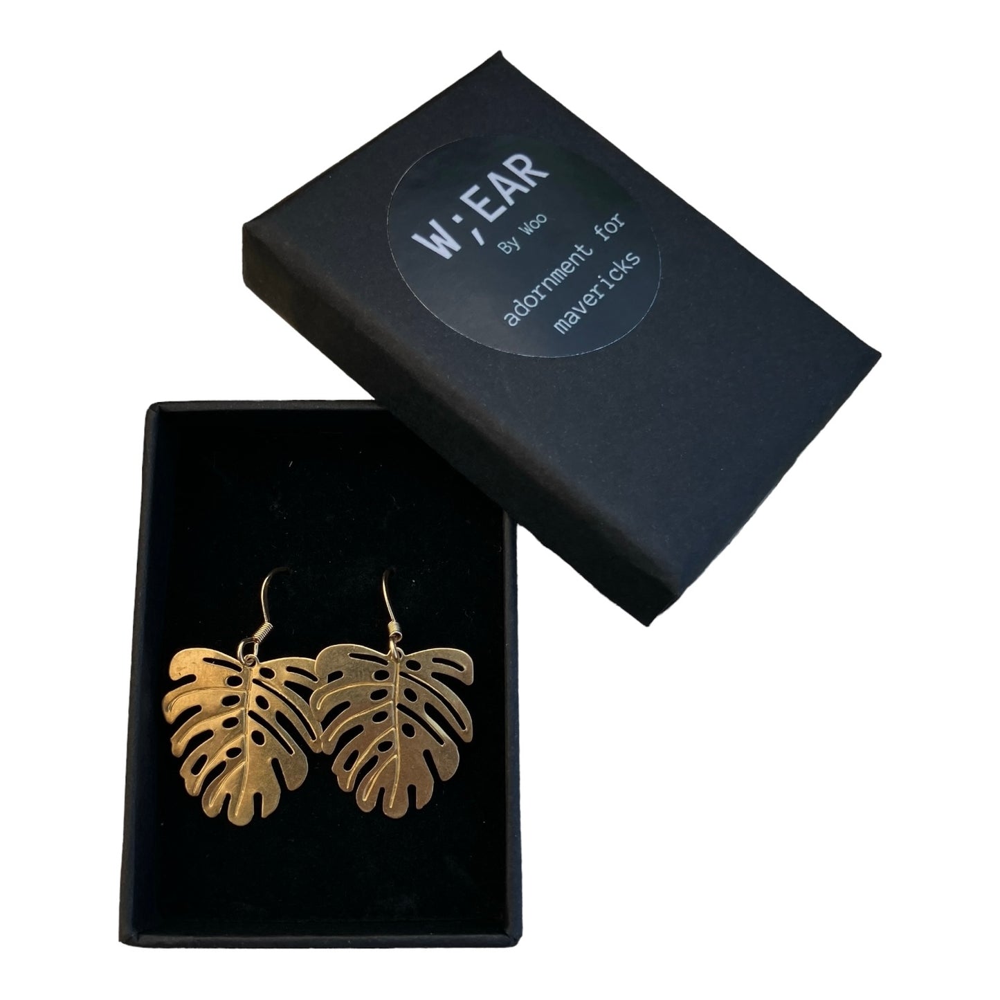 Mini monstera earrings