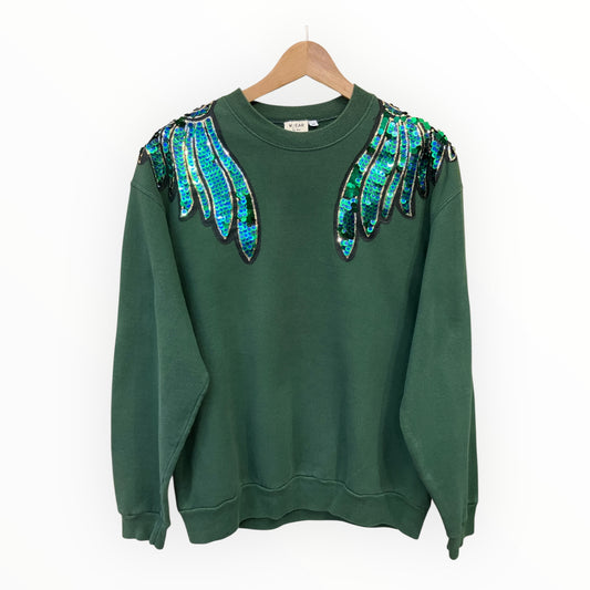 Green & Blue Wings Disco Jumper M