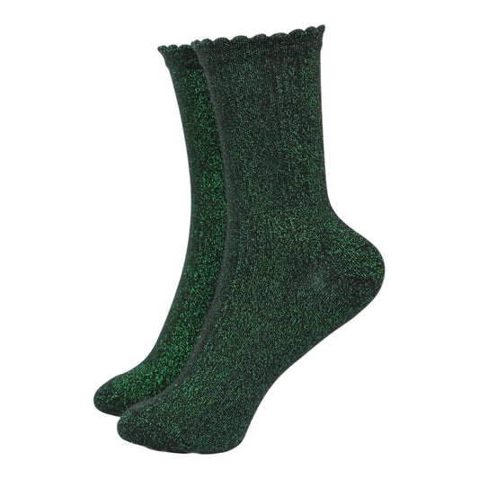 Glitter black & green socks
