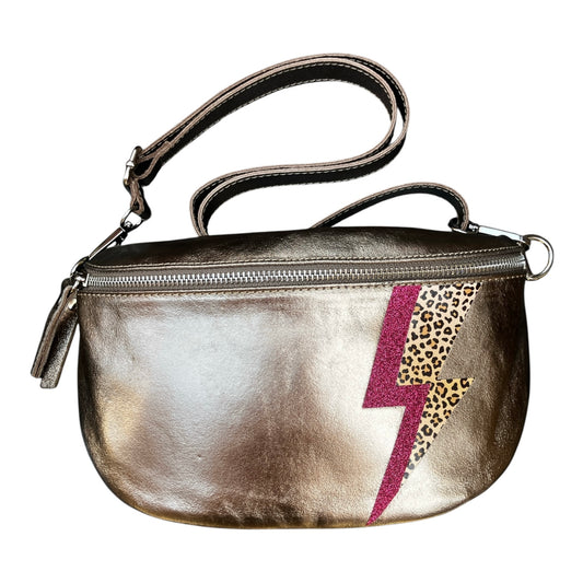 Superhero bum bag - bronze, red & leopard print flash