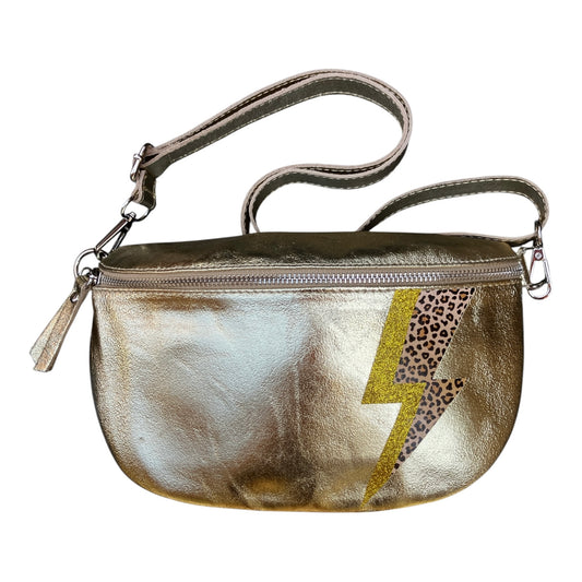 Superhero bum bag - gold, gold & leopard print flash