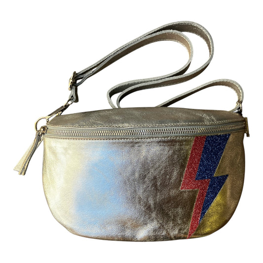 Superhero bum bag - silver, pink & blue flash