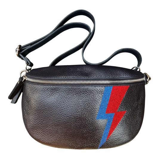 Superhero bum bag - navy blue, blue & red flash