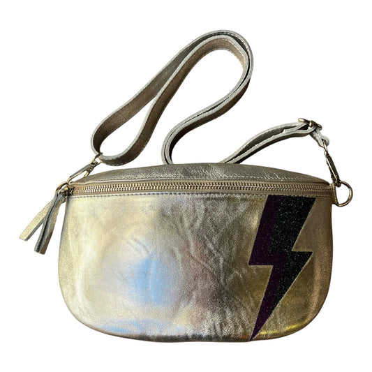 Superhero bum bag - gold, purple & black flash