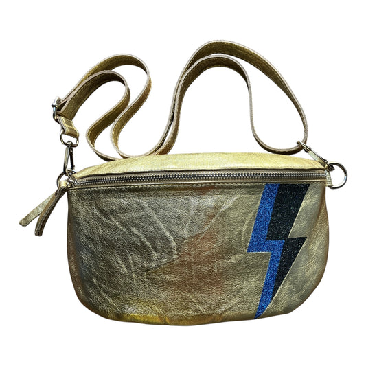 Superhero bum bag - gold, blue & black flash