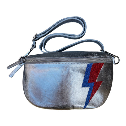 Superhero bum bag - silver, blue & red flash
