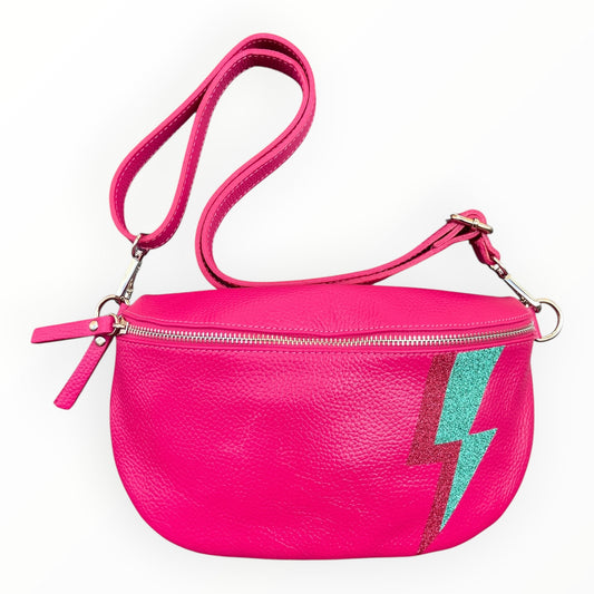 Superhero bum bag - fuchsia, pink & teal flash