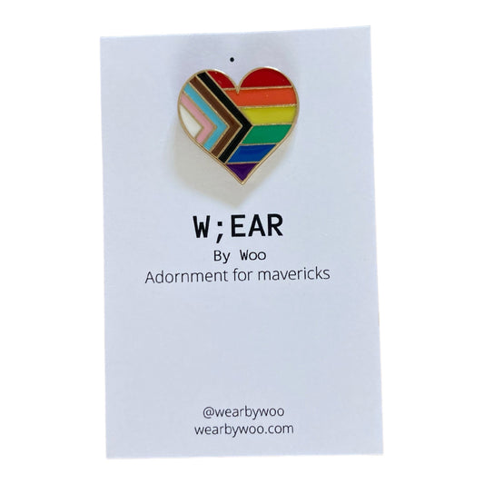 Pride progress heart badge