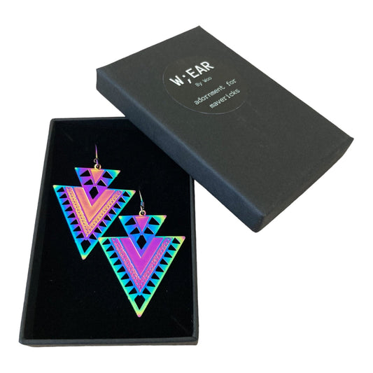 Rainbow aztec earrings