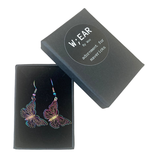 Rainbow butterfly earrings