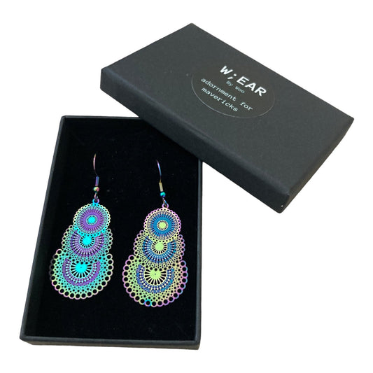 Rainbow mandala earrings