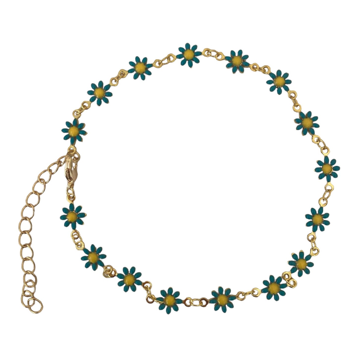 Daisy chain turquoise anklet