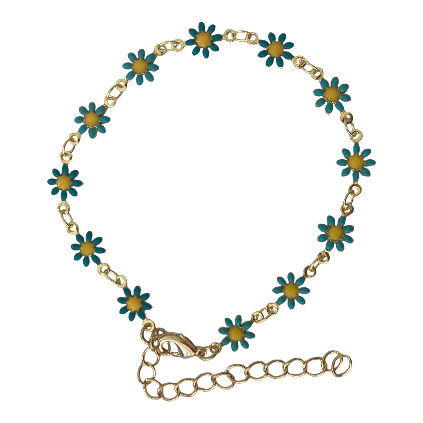 Daisy chain turquoise bracelet
