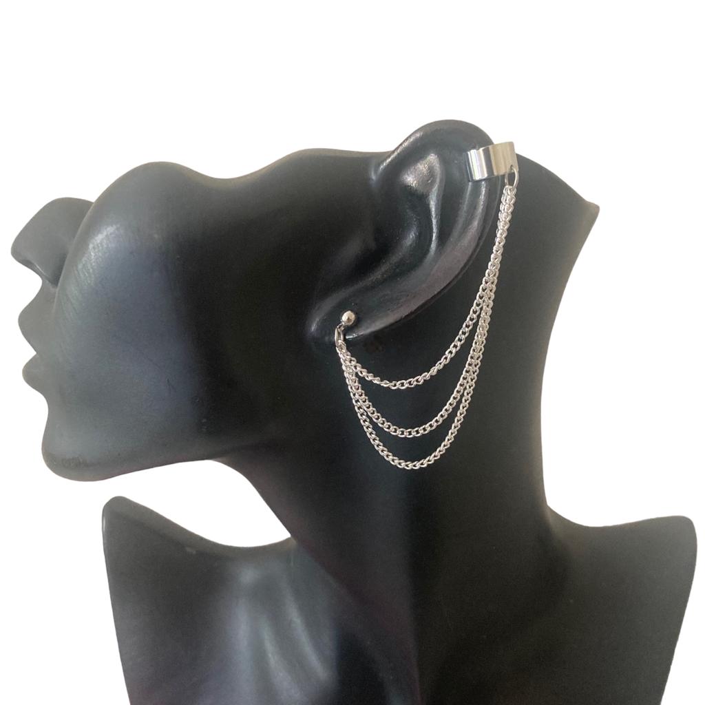 Silver chain ear cuffs