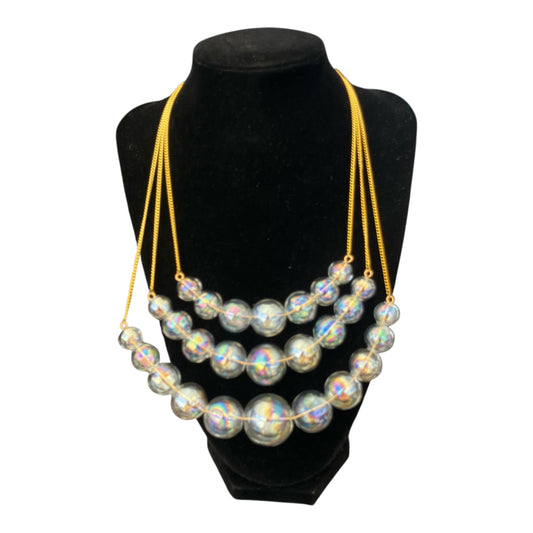 Triple strand glass bubble necklace