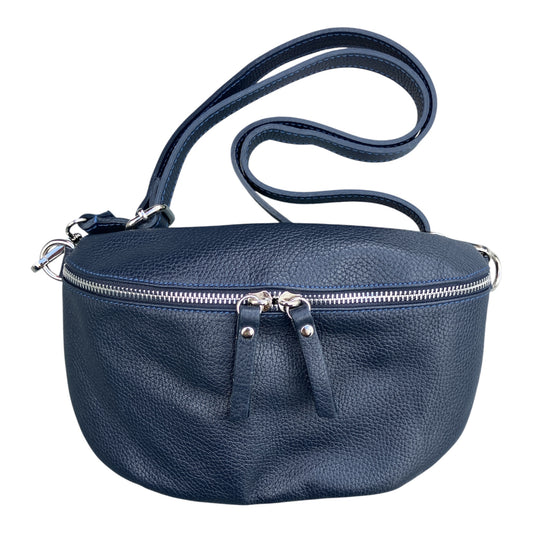 Leather crossbody/ belt bag navy blue